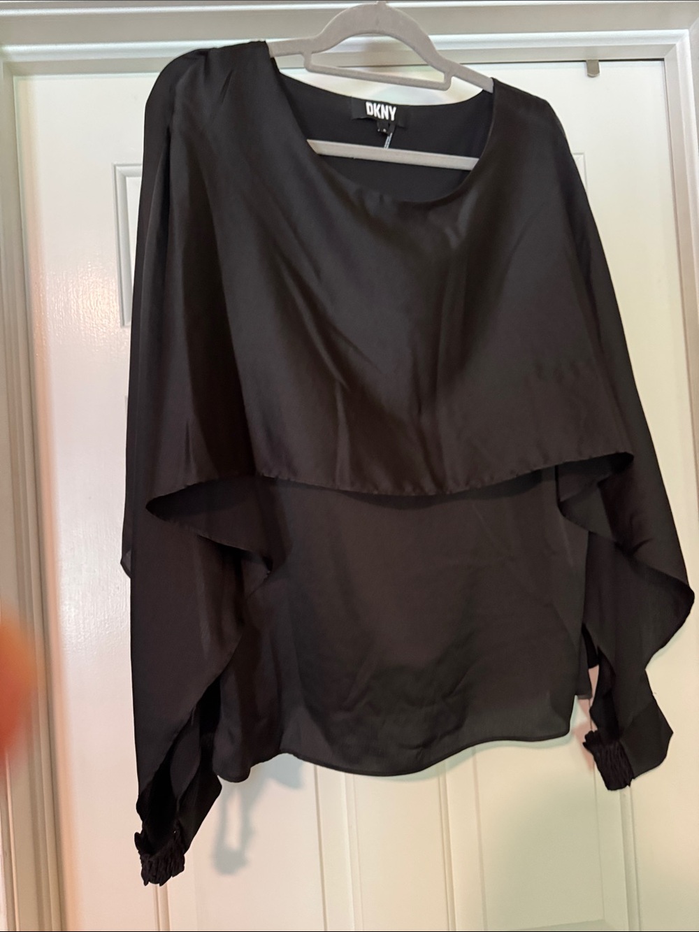 DKNY Black Layered Chiffon Overlay Blouse